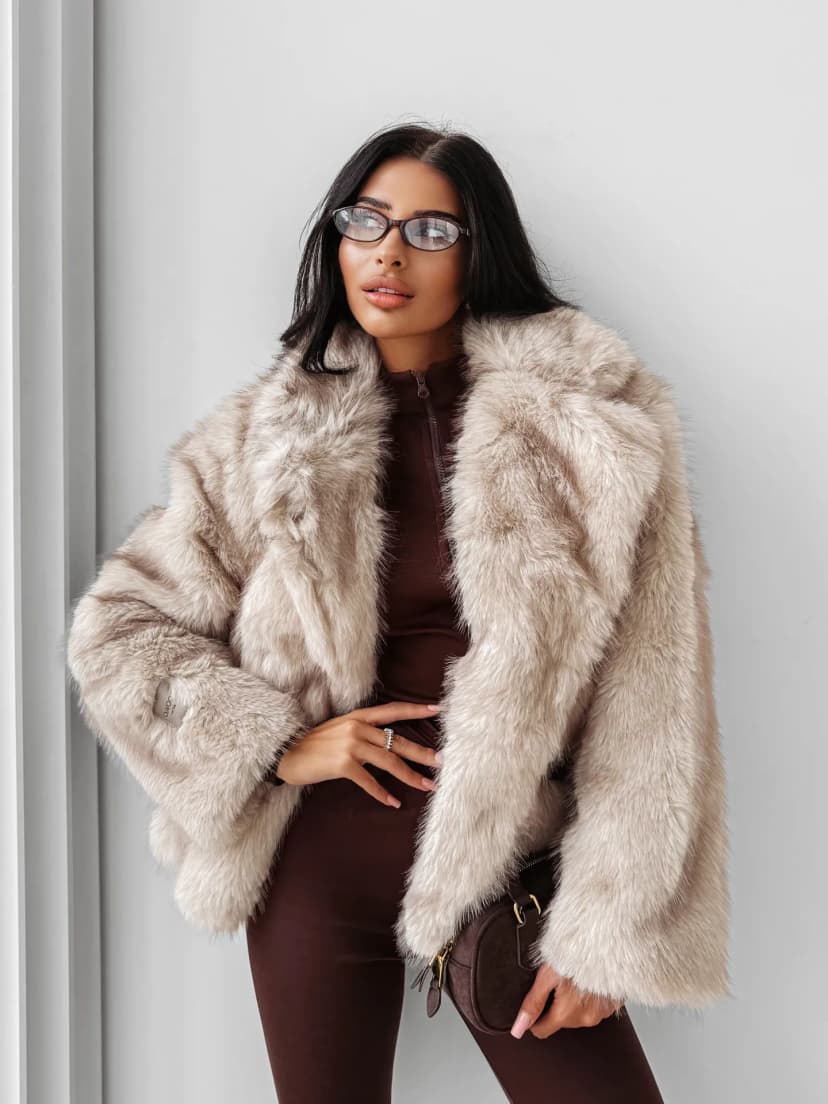 OlaVoga CUAR műszőrme kabát - Bézs