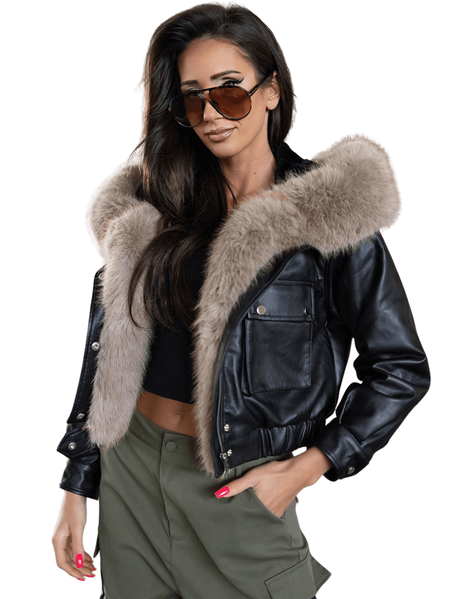 ANGELA szőrmés műbőr dzseki